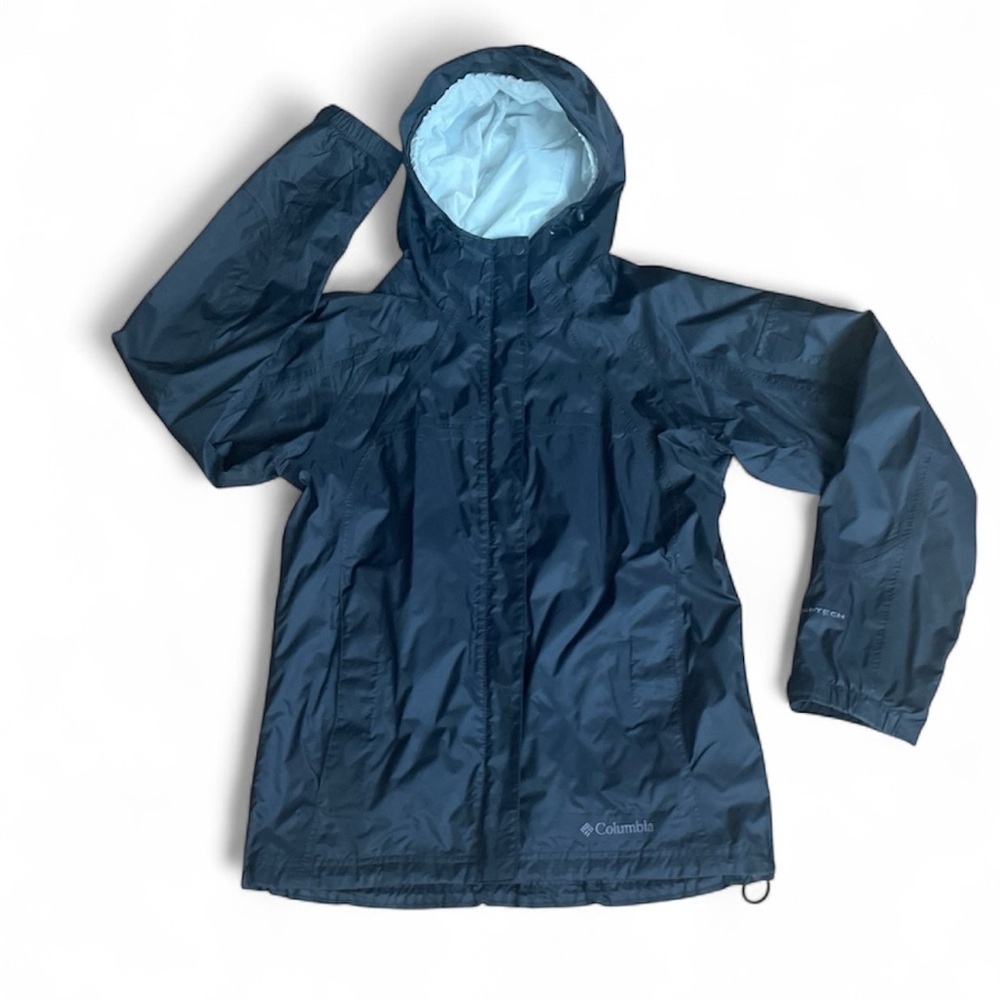 Columbia  Black Rain Jacket Omni-Tech Hooded Windbreaker Small Never worn